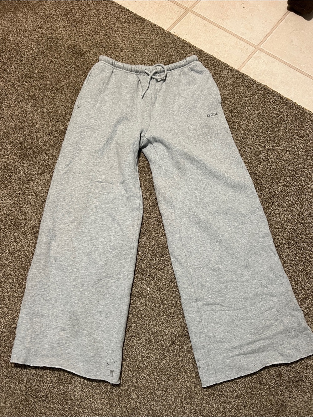 Aritzia Light Gray Wide-Leg Sweatpants S